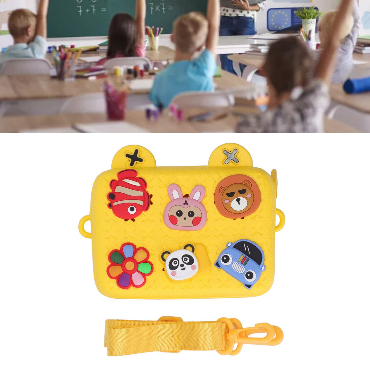 Cartoon Camera Shoulder Bags Children's Camera Protector Bag for Kids Birthday Gift Yellow
