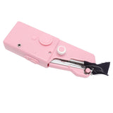 Handheld Sewing Machine Smoothing Stitching Portable Electric Sewing Tool for Home Travel Pink - Top-Down View