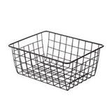Wire Basket Hollow Breathable Large Multi Functional Iron Storage Basket for Underwear Snacks Fruits Toy Black - Front View