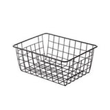Wire Basket Hollow Breathable Large Multi Functional Iron Storage Basket for Underwear Snacks Fruits Toy Black - Top-Down View