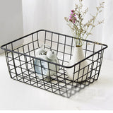 Wire Basket Hollow Breathable Large Multi Functional Iron Storage Basket for Underwear Snacks Fruits Toy Black