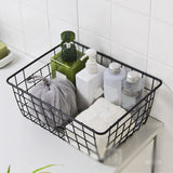 Wire Basket Hollow Breathable Large Multi Functional Iron Storage Basket for Underwear Snacks Fruits Toy Black - Rear View