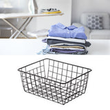 Wire Basket Hollow Breathable Large Multi Functional Iron Storage Basket for Underwear Snacks Fruits Toy Black