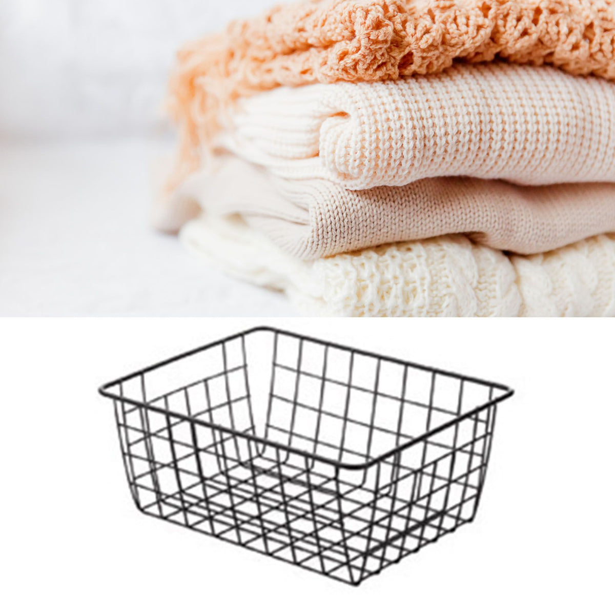 Wire Basket Hollow Breathable Large Multi Functional Iron Storage Basket for Underwear Snacks Fruits Toy Black