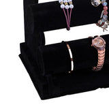 Velvet Jewelry Tower 3 Layers Watch Bracelet Holder Necklace Jewelry Display Stand Black Jewelry Stand - Low Angle