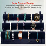Velvet Jewelry Tower 3 Layers Watch Bracelet Holder Necklace Jewelry Display Stand Black Jewelry Stand