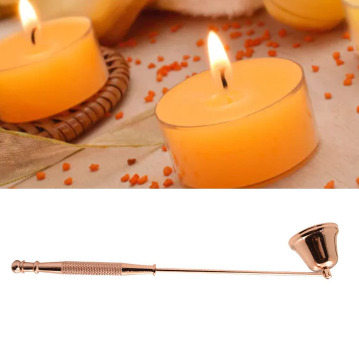 Candle Snuffer Bell Shaped Iron Electroplating Candle Extinguisher for Home Candle Tool Rose Gold