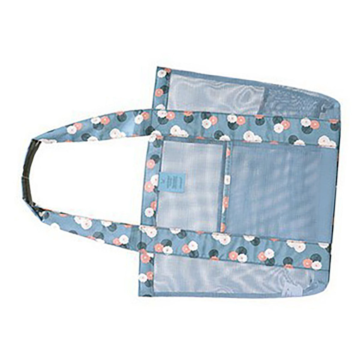 Beach Tote Waterproof Large Capacity Casual Oxford Cloth Women Mesh Handbag for Shopping Swimming Blue Flower
