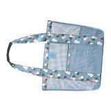 Beach Tote Waterproof Large Capacity Casual Oxford Cloth Women Mesh Handbag for Shopping Swimming Blue Flower - Top-Down View
