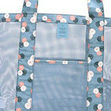 Beach Tote Waterproof Large Capacity Casual Oxford Cloth Women Mesh Handbag for Shopping Swimming Blue Flower - Low Angle