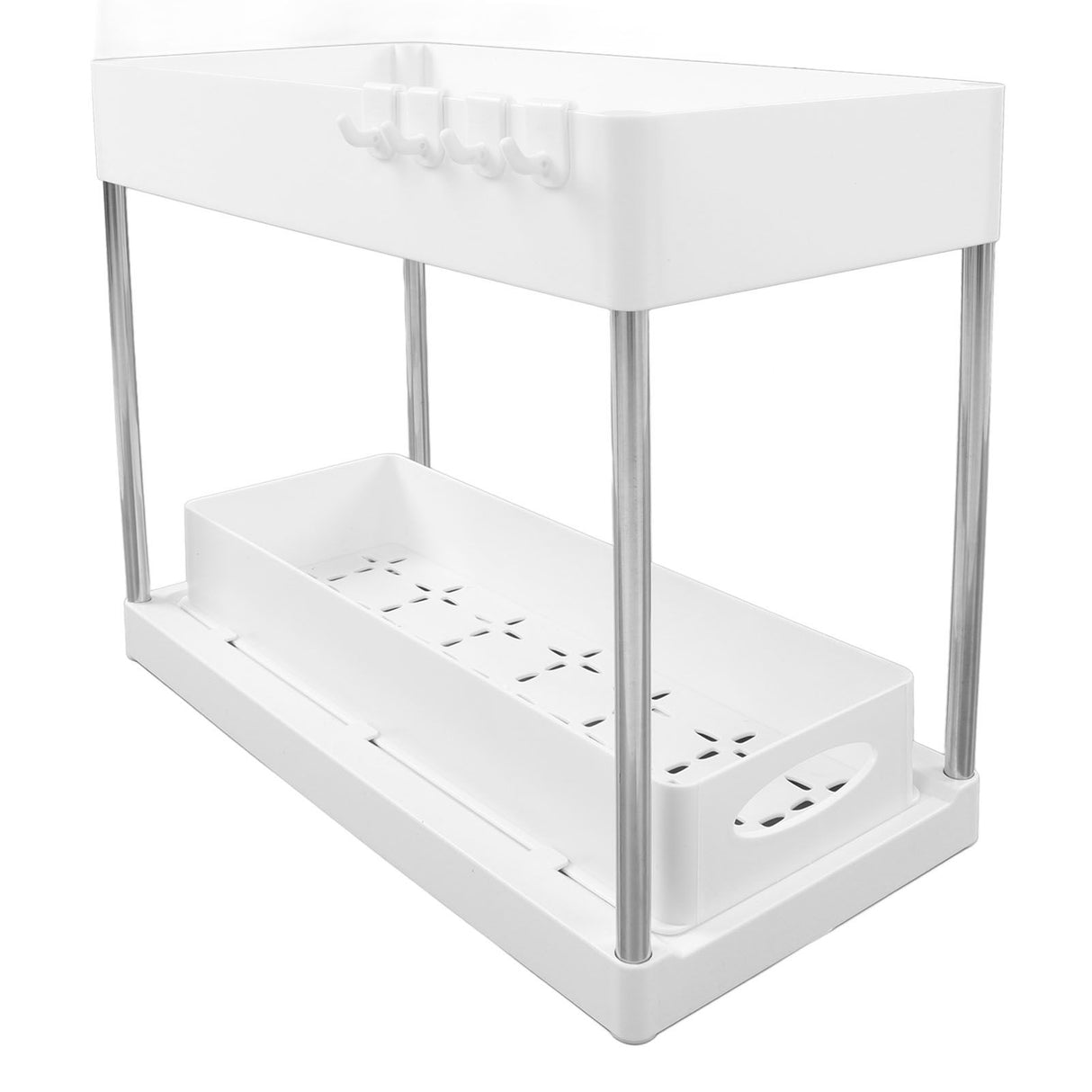 Under Sink Organizers Large Capacity Slide Out Storage Baskets for Bathrooms Kitchens Closets Laundry Rooms Offices White