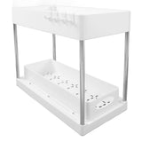 Under Sink Organizers Large Capacity Slide Out Storage Baskets for Bathrooms Kitchens Closets Laundry Rooms Offices White