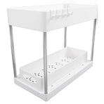 Slide Out Storage Baskets ABS Under Sink Organizer Cabinet Sliding Drawers for Kitchen Bathroom Cosmetic Storage White