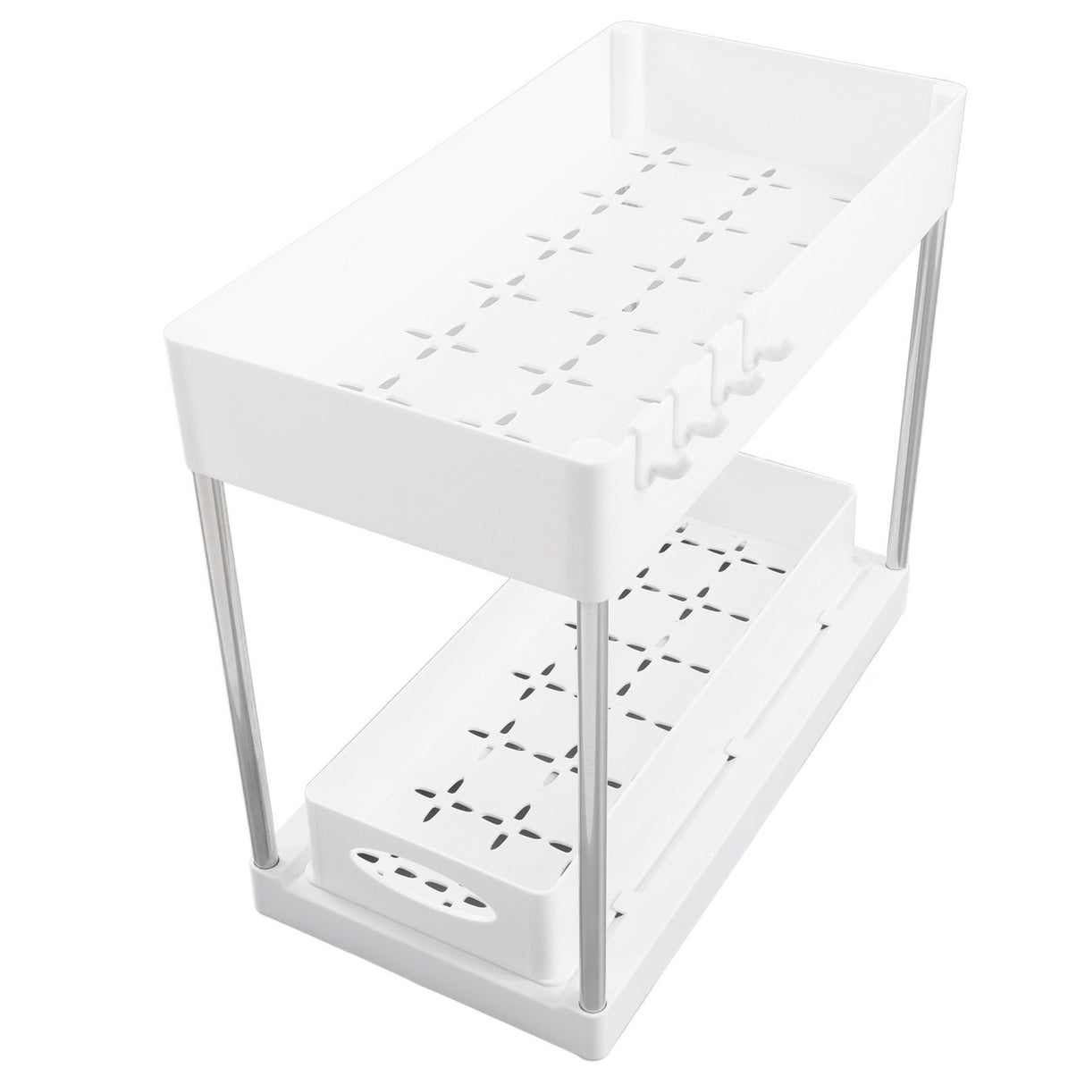 Slide Out Storage Baskets ABS Under Sink Organizer Cabinet Sliding Drawers for Kitchen Bathroom Cosmetic Storage White