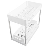 Slide Out Storage Baskets ABS Under Sink Organizer Cabinet Sliding Drawers for Kitchen Bathroom Cosmetic Storage White - Side View