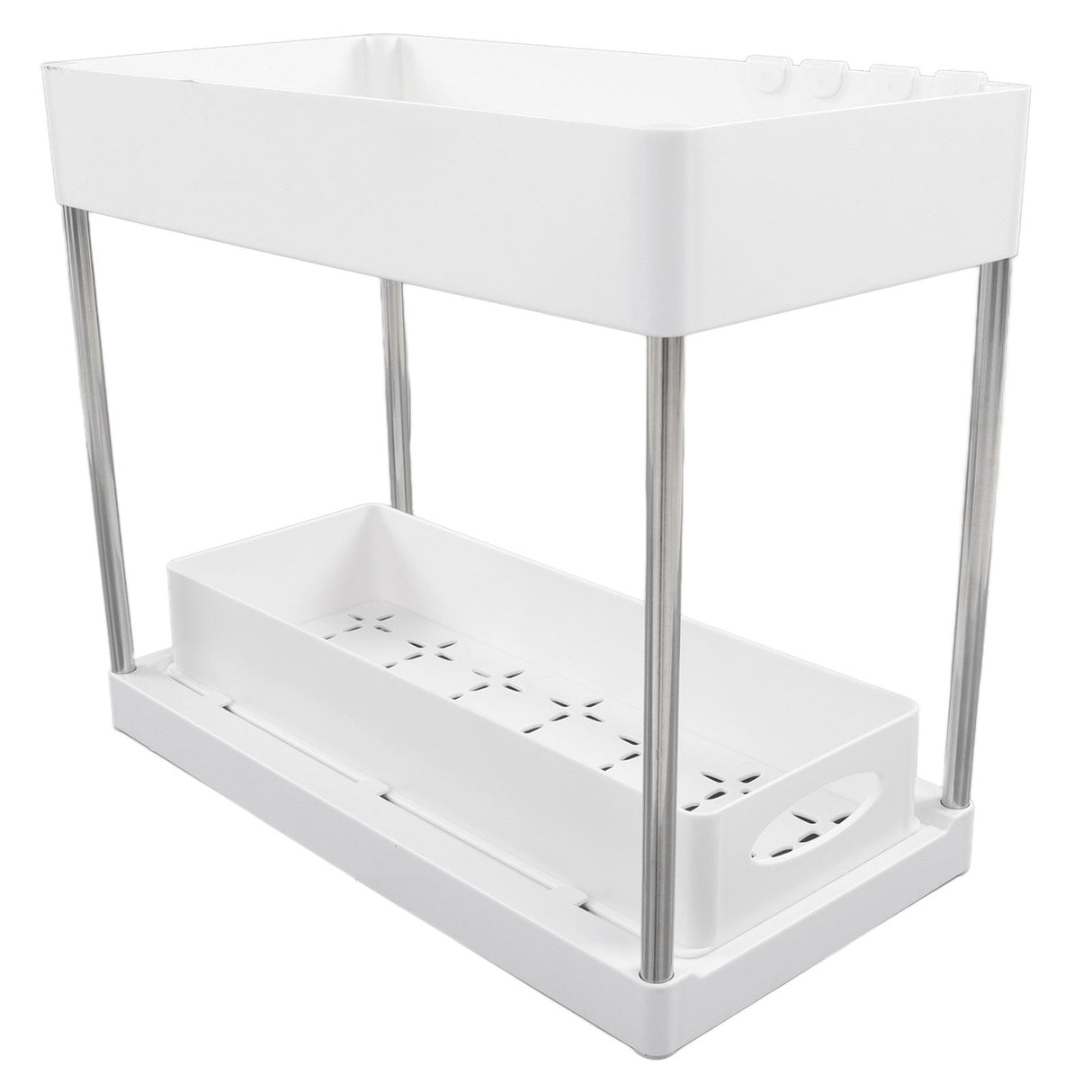 Slide Out Storage Baskets ABS Under Sink Organizer Cabinet Sliding Drawers for Kitchen Bathroom Cosmetic Storage White