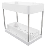 Slide Out Storage Baskets ABS Under Sink Organizer Cabinet Sliding Drawers for Kitchen Bathroom Cosmetic Storage White