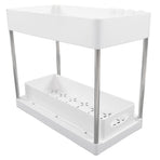 Slide Out Storage Baskets ABS Under Sink Organizer Cabinet Sliding Drawers for Kitchen Bathroom Cosmetic Storage White