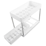 Slide Out Storage Baskets ABS Under Sink Organizer Cabinet Sliding Drawers for Kitchen Bathroom Cosmetic Storage White