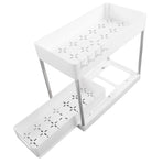 Slide Out Storage Baskets ABS Under Sink Organizer Cabinet Sliding Drawers for Kitchen Bathroom Cosmetic Storage White