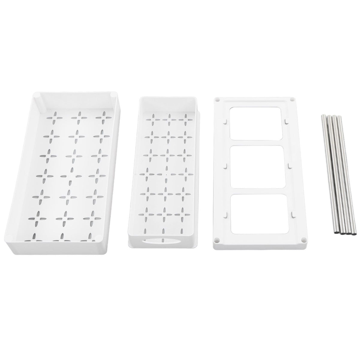 Slide Out Storage Baskets ABS Under Sink Organizer Cabinet Sliding Drawers for Kitchen Bathroom Cosmetic Storage White