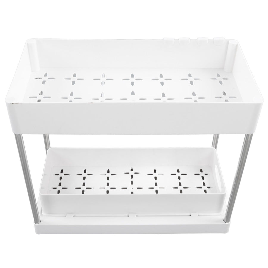 Slide Out Storage Baskets ABS Under Sink Organizer Cabinet Sliding Drawers for Kitchen Bathroom Cosmetic Storage White