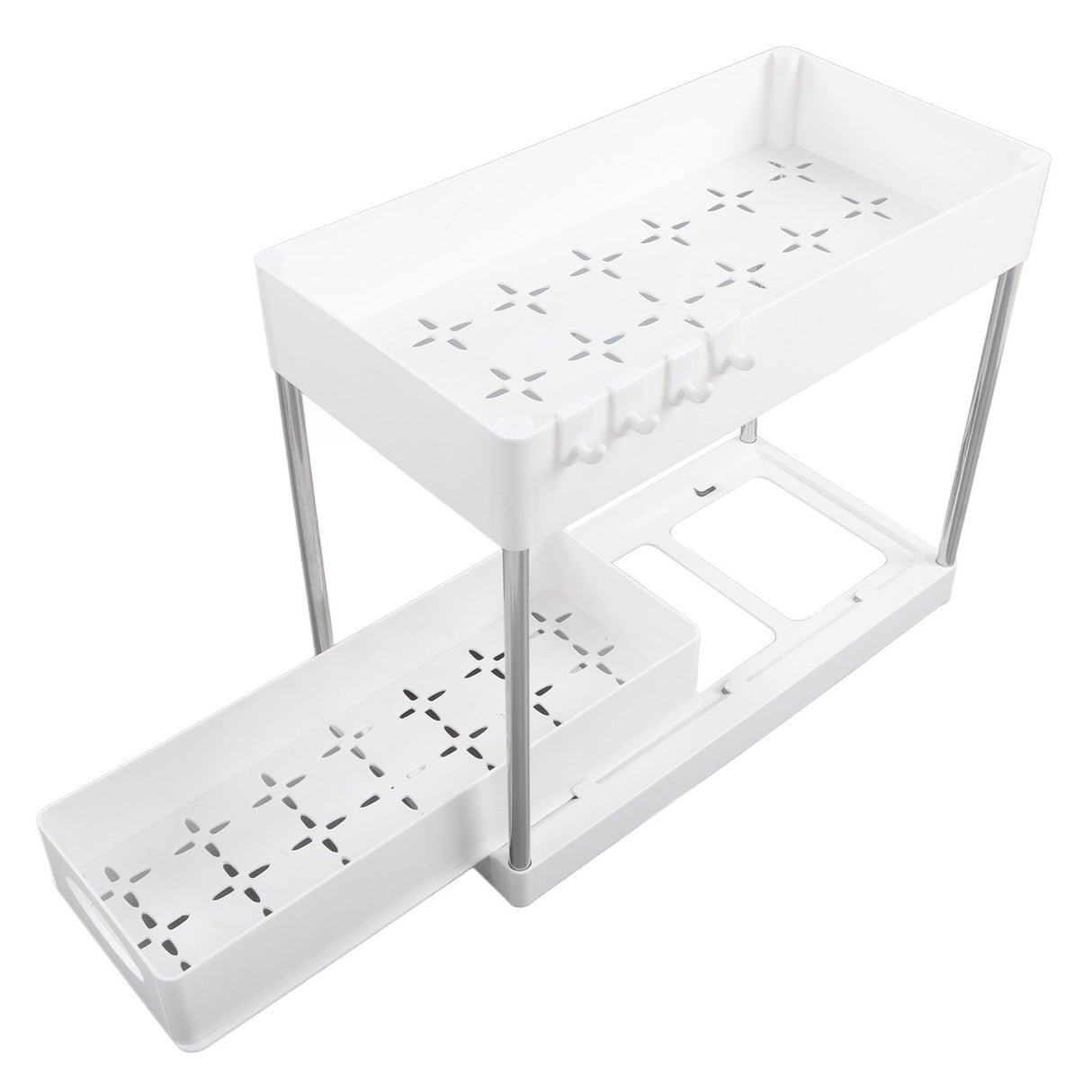 Slide Out Storage Baskets ABS Under Sink Organizer Cabinet Sliding Drawers for Kitchen Bathroom Cosmetic Storage White