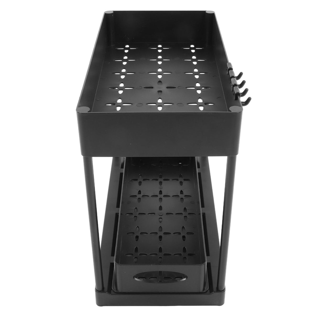 Slide Out Storage Basket Under Sink Organizer for Cabinet Sliding Drawers Countertop Pantry HIPS Black