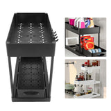 Slide Out Storage Basket Under Sink Organizer for Cabinet Sliding Drawers Countertop Pantry HIPS Black
