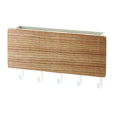 Japanese Wall Mounted Key Holder Wood with 5 Hooks Punch Free Multifunction Key Hanger for Home Natural Wood Color