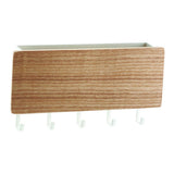 Japanese Wall Mounted Key Holder Wood with 5 Hooks Punch Free Multifunction Key Hanger for Home Natural Wood Color
