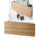 Japanese Wall Mounted Key Holder Wood with 5 Hooks Punch Free Multifunction Key Hanger for Home Natural Wood Color