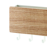 Japanese Wall Mounted Key Holder Wood with 5 Hooks Punch Free Multifunction Key Hanger for Home Natural Wood Color