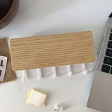 Japanese Wall Mounted Key Holder Wood with 5 Hooks Punch Free Multifunction Key Hanger for Home Natural Wood Color