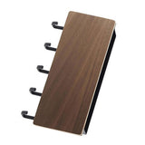 Japanese Wall Mounted Key Holder Wood with 5 Hooks Punch Free Multifunction Key Hanger for Home Walnut Color - Side View
