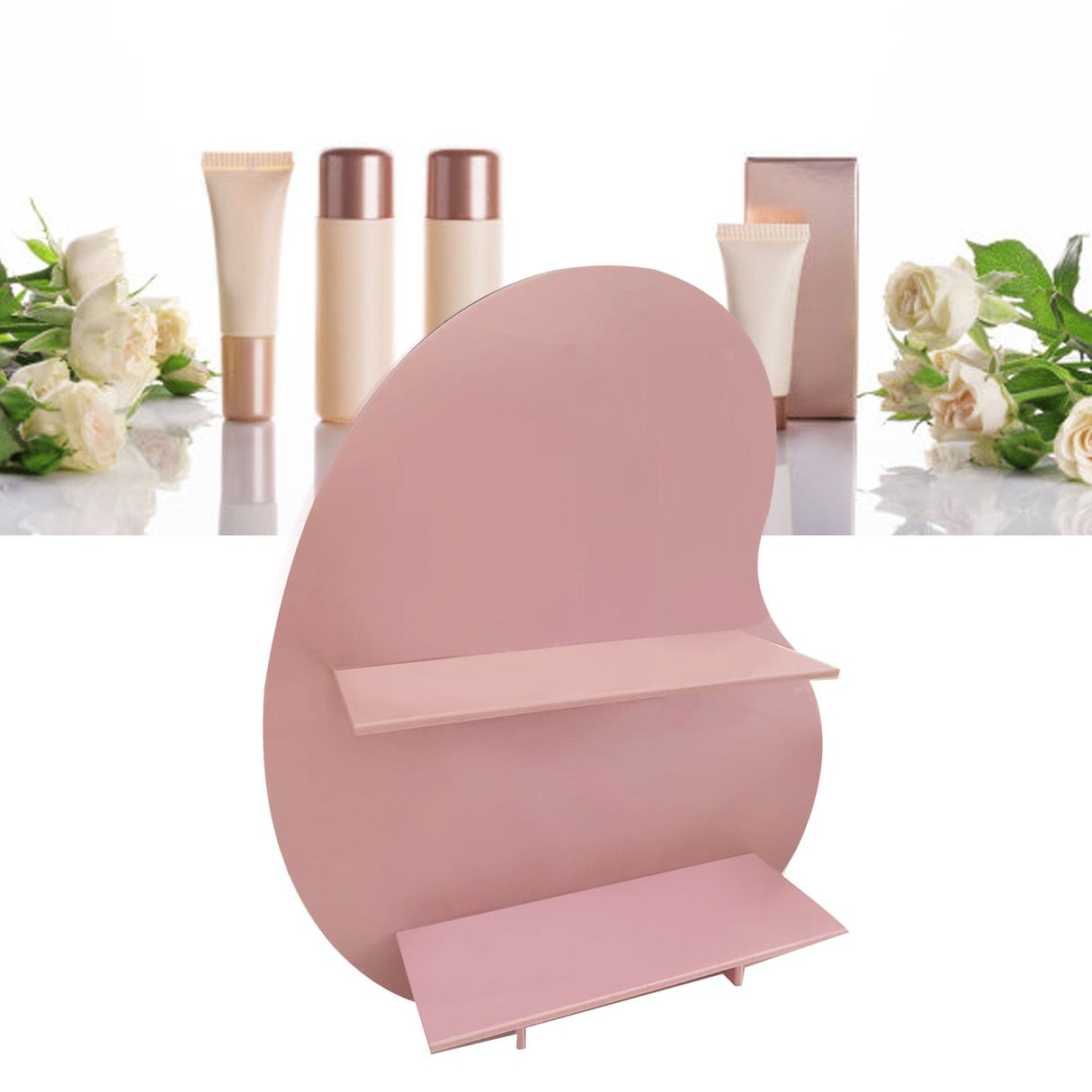 Cosmetic Storage Rack Makeup Shelf Organizer for Bathroom Bedroom Dressing Room Desk Pink S
