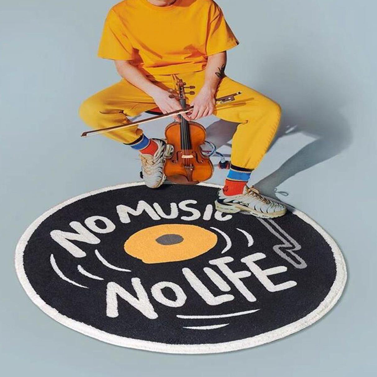 Water Absorbent Mat Retro CD Disk Design Anti Slip Thick Soft Imitation Cashmere Home Bathroom Mat Type 1 60x60cm
