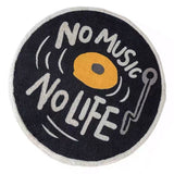 Water Absorbent Mat Retro CD Disk Design Anti Slip Thick Soft Imitation Cashmere Home Bathroom Mat Type 1 100x100cm