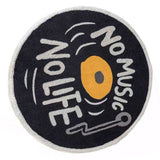 Water Absorbent Mat Retro CD Disk Design Anti Slip Thick Soft Imitation Cashmere Home Bathroom Mat Type 1 100x100cm - Extra Image
