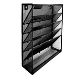 5 Tier Wall File Organizer Vertical Placement Glossy Edges Wall Mount File Holder with Hanging Hole for Office Black