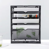 5 Tier Wall File Organizer Vertical Placement Glossy Edges Wall Mount File Holder with Hanging Hole for Office Black - 45-Degree Angle