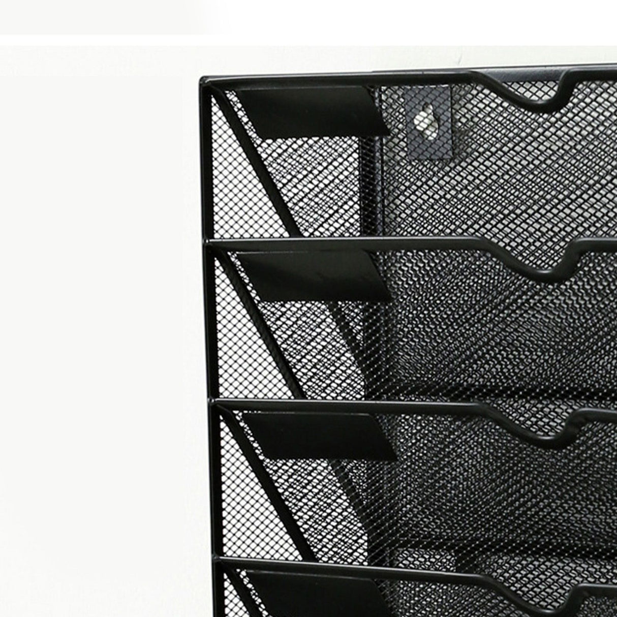 5 Tier Wall File Organizer Vertical Placement Glossy Edges Wall Mount File Holder with Hanging Hole for Office Black