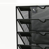 5 Tier Wall File Organizer Vertical Placement Glossy Edges Wall Mount File Holder with Hanging Hole for Office Black