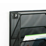 5 Tier Wall File Organizer Vertical Placement Glossy Edges Wall Mount File Holder with Hanging Hole for Office Black - Extra Image