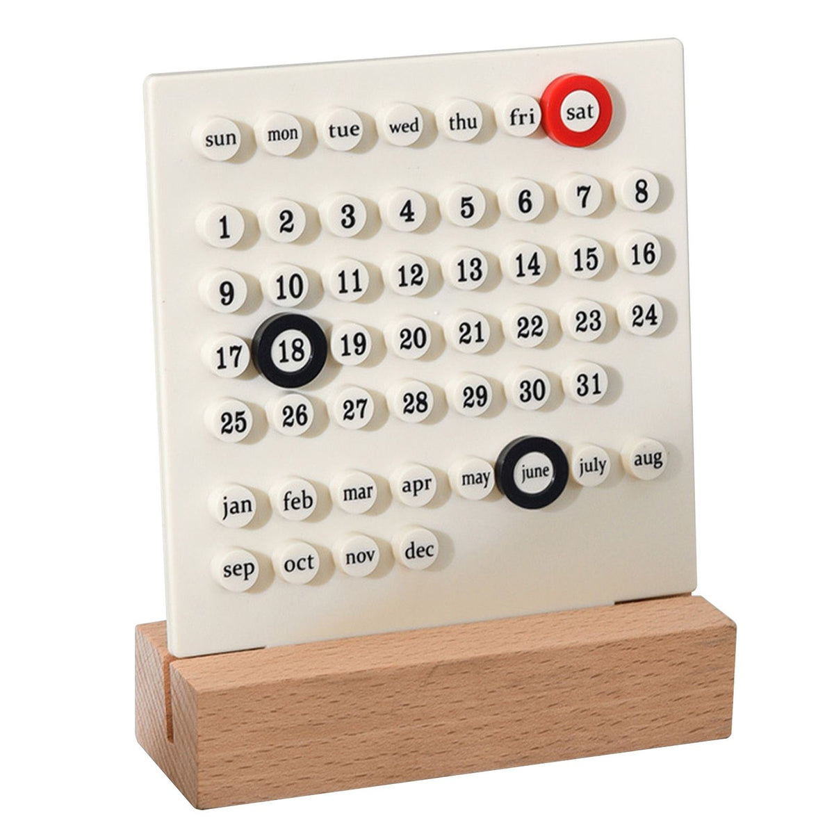 Wooden Kids Calendar DIY Hand Operated Develop Planning Skills Perpetual Calendar for Home White