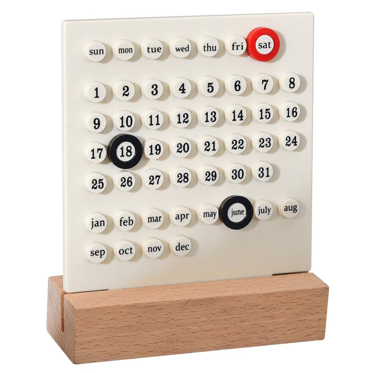Wooden Kids Calendar DIY Hand Operated Develop Planning Skills Perpetual Calendar for Home White