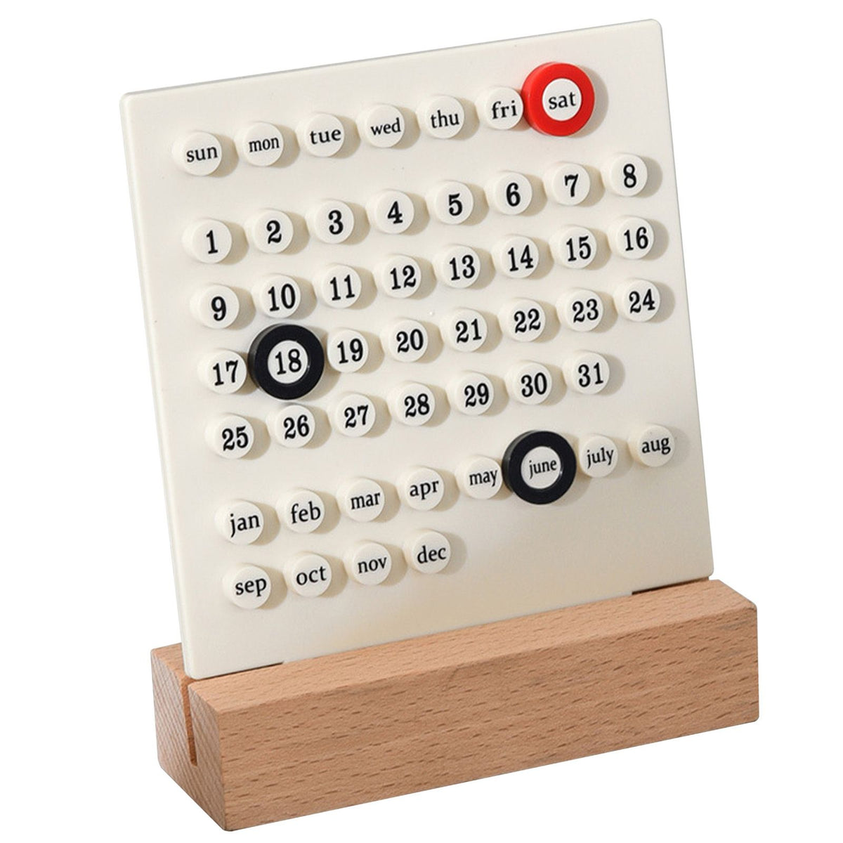 Wooden Kids Calendar DIY Hand Operated Develop Planning Skills Perpetual Calendar for Home White