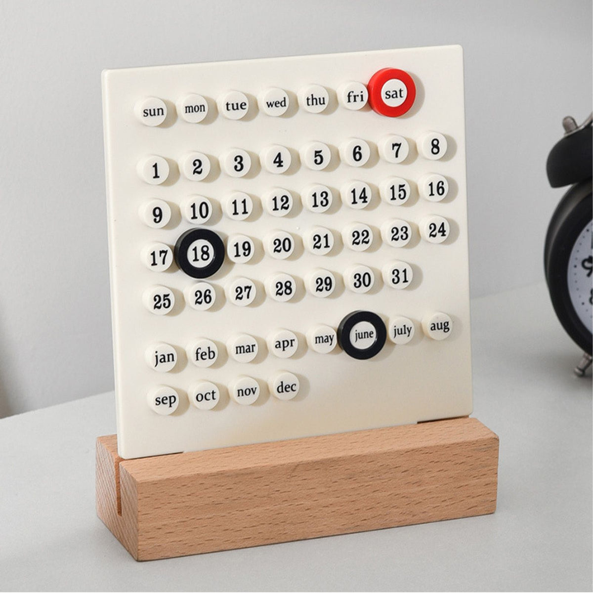 Wooden Kids Calendar DIY Hand Operated Develop Planning Skills Perpetual Calendar for Home White