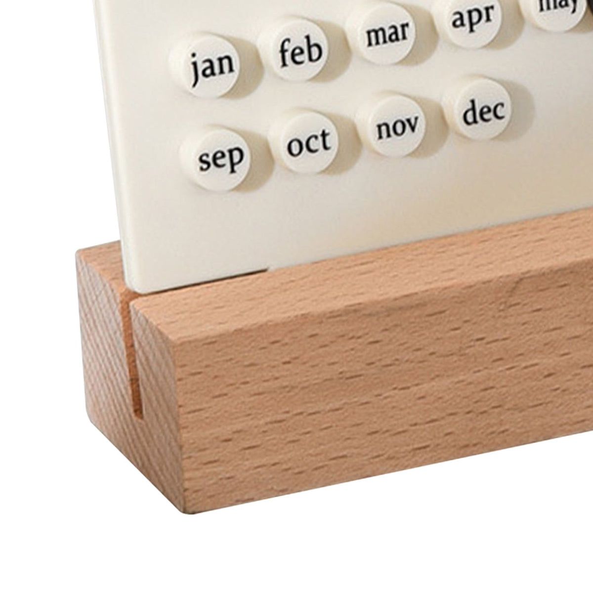 Wooden Kids Calendar DIY Hand Operated Develop Planning Skills Perpetual Calendar for Home White
