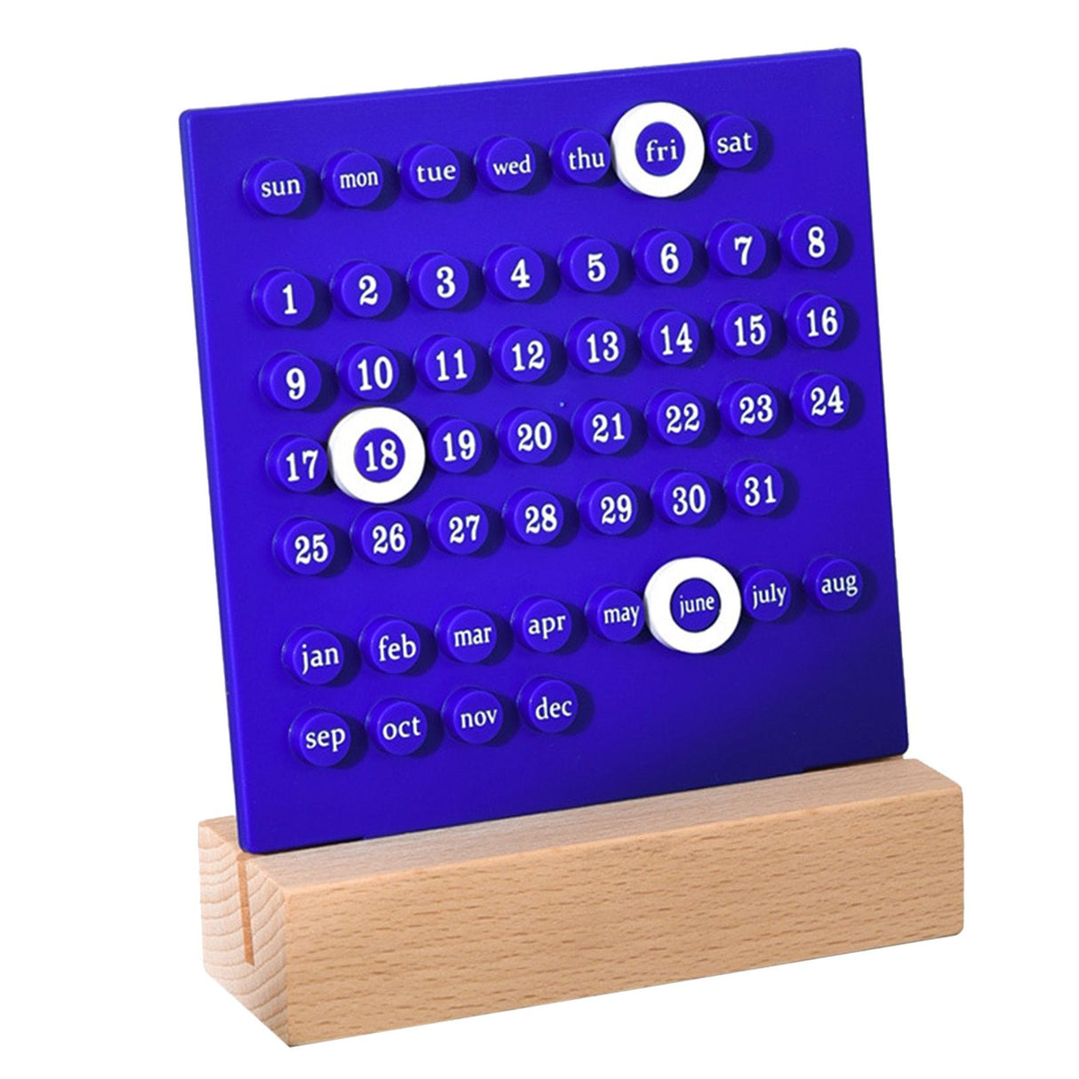 Wooden Kids Calendar DIY Hand Operated Develop Planning Skills Perpetual Calendar for Home Blue